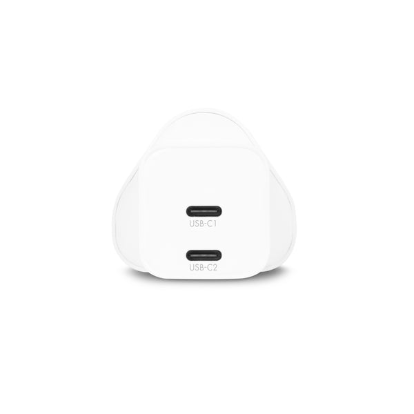 Cargador de pared GaN de 2 puertos (65 W) Reino Unido