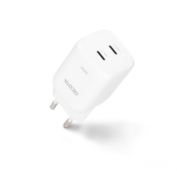 Cargador de pared GaN de 2 puertos (100 W) UE
