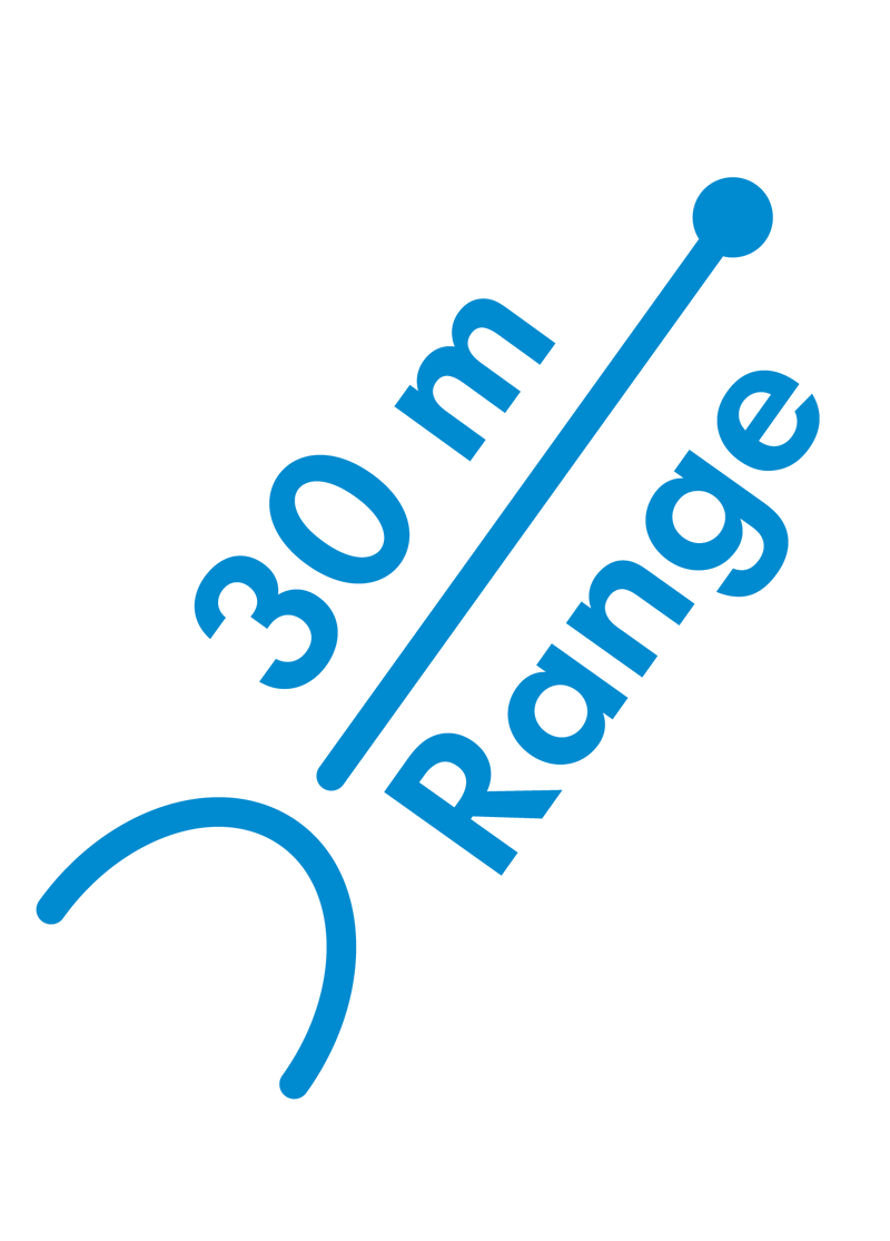 Portée jusqu'à 30 m