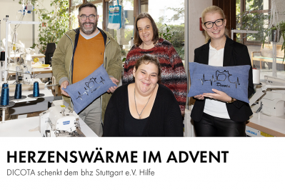 Herzenswärme im Advent: DICOTA schenkt dem bhz Stuttgart e.V. Hilfe