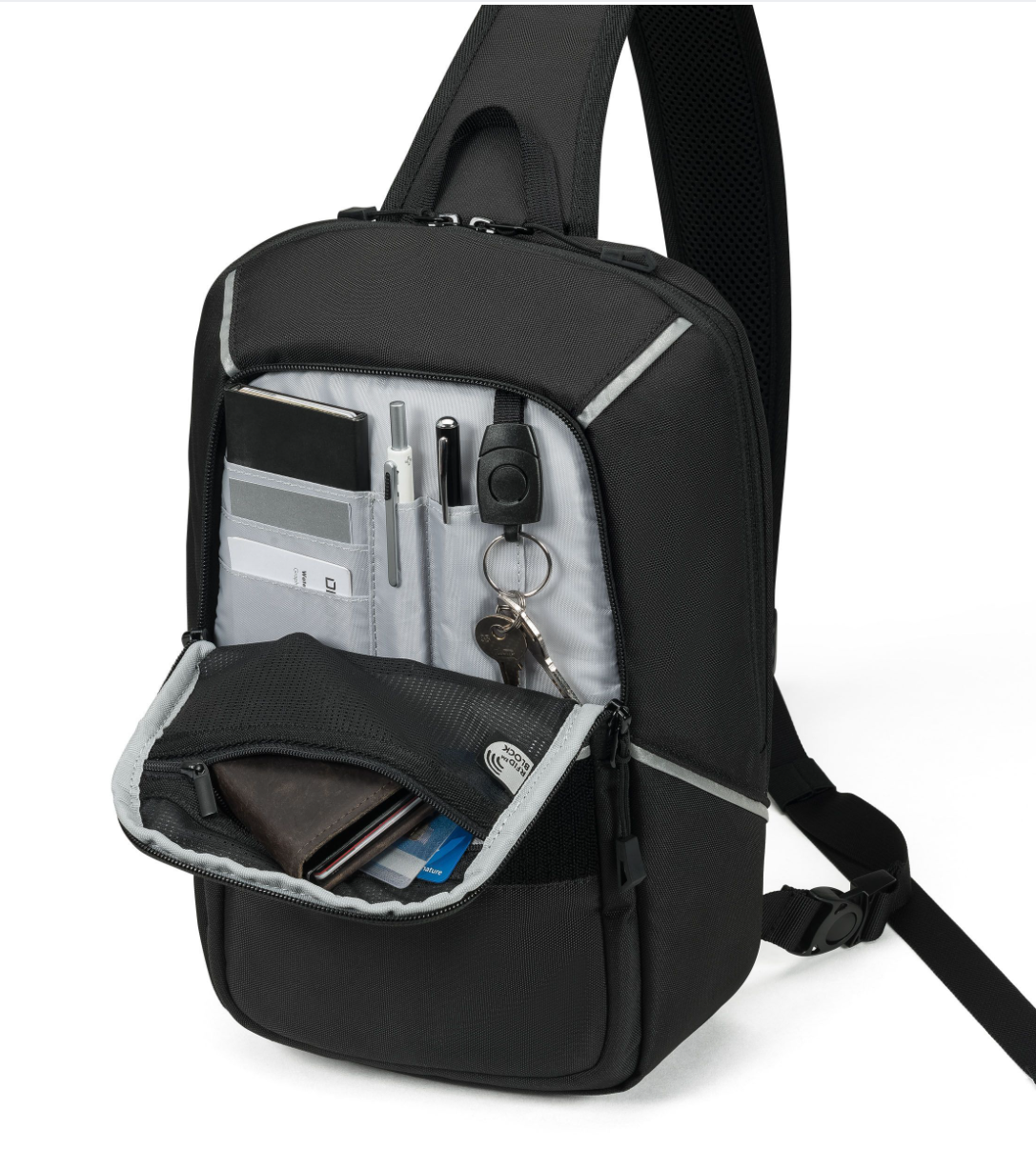 Reflective side bag outlet