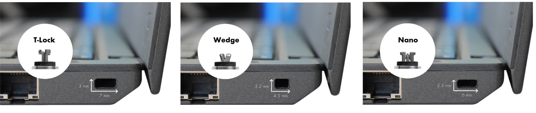 Locks slots T-Lock, Wedge and Nano